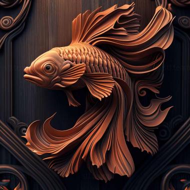 3D model Poster fighting fish fish (STL)